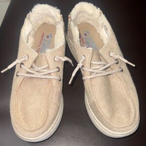 BOBS from Skechers Beige Fuzzy Lined Slip-Ons